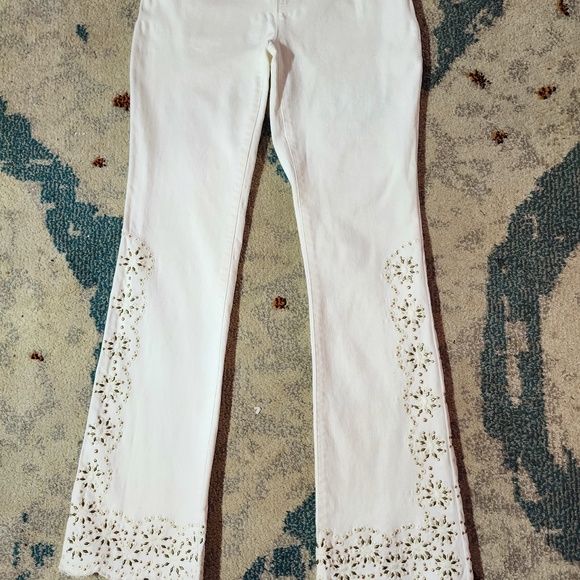 Boston Proper Embellished White Denim Bootcut Jeans 2 - Picture 1 of 5